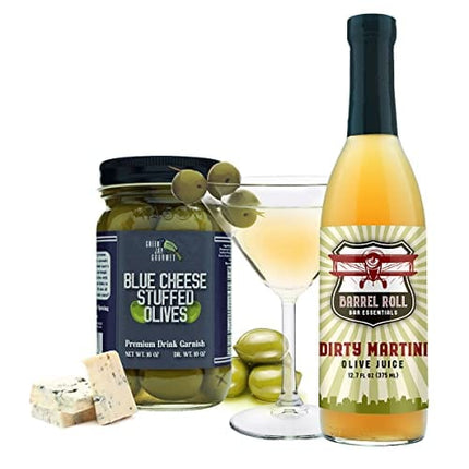 Green Jay Gourmet Blue Cheese Stuffed Olives – Cheese Stuffed Green Olives for Cocktail Garnish & Cheese Board – Dirty Martini Olives – Gourmet Olives – All Natural – Large – 16 Ounces
