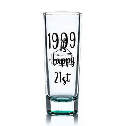 Greenline Goods Shot Glass – 21st Birthday Shot Glass |1999 Happy 21st| 21st Birthday Party Decorations (1 Glass) – Funny Colored Shot Glass