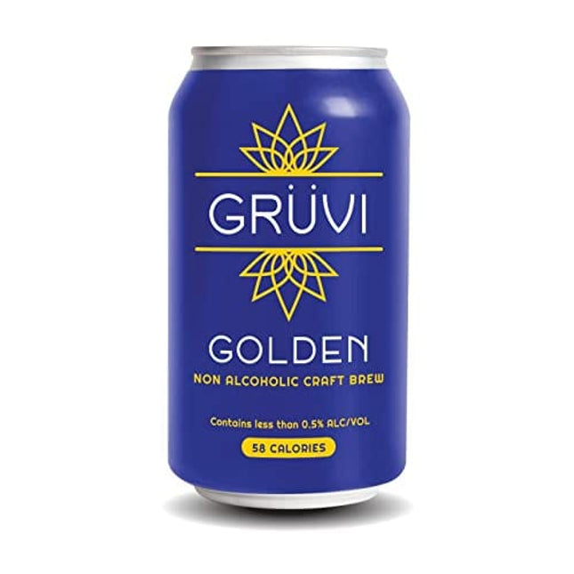 Gruvi Golden Lager Non-Alcoholic Beer, 58 Calories, 12-Pack, 0% ABV, Zero Alcohol, NA Beer