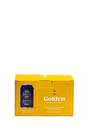 Gruvi Golden Lager Non-Alcoholic Beer, 58 Calories, 12-Pack, 0% ABV, Zero Alcohol, NA Beer