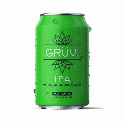 Gruvi IPA Non-Alcoholic Beer, 60 Calories, 12-Pack, 0% ABV, Zero Alcohol Beer, NA Beer