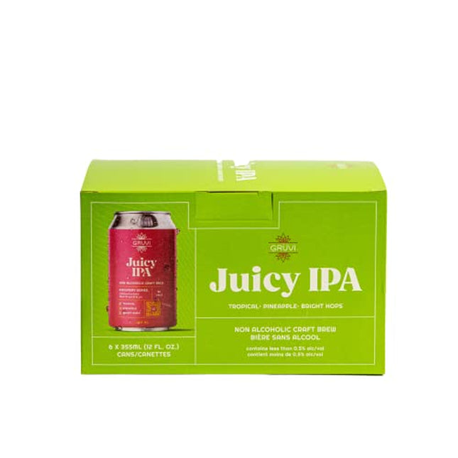 Gruvi Juicy IPA Non-Alcoholic Beer, 60 Calories, 12-Pack, 0% ABV, Zero Alcohol, NA Beer