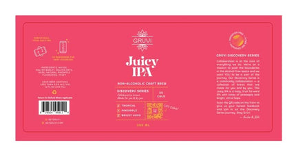 Gruvi Juicy IPA Non-Alcoholic Beer, 60 Calories, 12-Pack, 0% ABV, Zero Alcohol, NA Beer