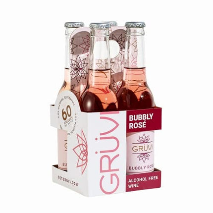 Gruvi Non-Alcoholic Bubbly Rose, 8 Bottles, 60 calories per serving, 0% ABV, Non Alcoholic Sparkling Wine, Zero Alcohol Wine,