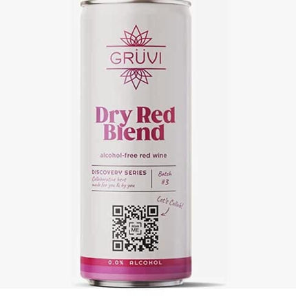 Gruvi Non-Alcoholic Red Blend, 4 Cans, 45 Calories, 0% ABV, Non Alcoholic Red Wine, Zero Alcohol Red Wine