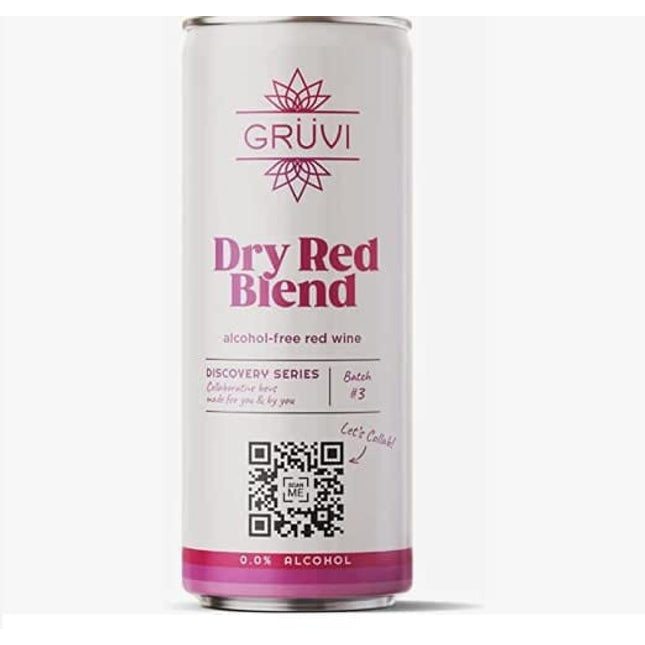 Gruvi Non-Alcoholic Red Blend, 4 Cans, 45 Calories, 0% ABV, Non Alcoholic Red Wine, Zero Alcohol Red Wine