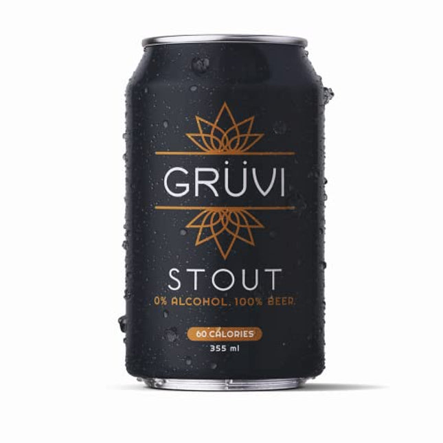 Gruvi Stout Non-Alcoholic Beer, 45 Calories, 12-Pack, 0% ABV, Zero Alcohol, NA Beer