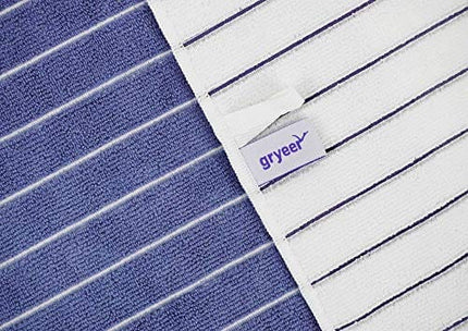 Gryeer Microfiber Kitchen Towels, Stripe Designed, Soft and Super Absorbent Dish Towels, Pack of 8, 18 x 26 Inch, Blue and White
