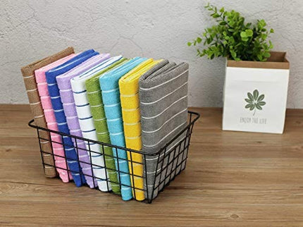 Gryeer Microfiber Kitchen Towels, Stripe Designed, Soft and Super Absorbent Dish Towels, Pack of 8, 18 x 26 Inch, Blue and White