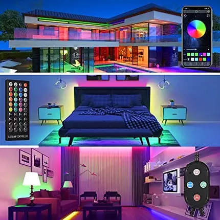 50 Feet Led Strip Lights , GUSODOR Smart Led Lights for Bedroom Music Sync Rope Lights Flexible DIY Led Light Strips Color Changing with 40 Key Remote App Control Tape Led Light for Party Home