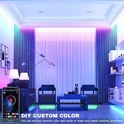 50 Feet Led Strip Lights , GUSODOR Smart Led Lights for Bedroom Music Sync Rope Lights Flexible DIY Led Light Strips Color Changing with 40 Key Remote App Control Tape Led Light for Party Home