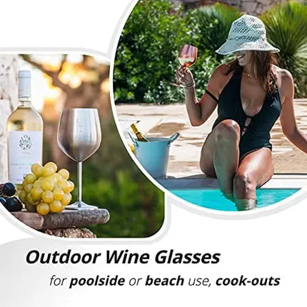 Gusto Nostro Stainless Steel Wine Glass - 18 oz - Cute, Unbreakable Wine Glasses for Travel, Camping and Pool - Fancy, Unique and Cool Portable Metal Wine Glass for Outdoor Events, Picnics (Set of 2)