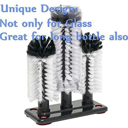 Commercial Triple 3 Brush Bar Glass Washer for Sink with Suction Cup Base