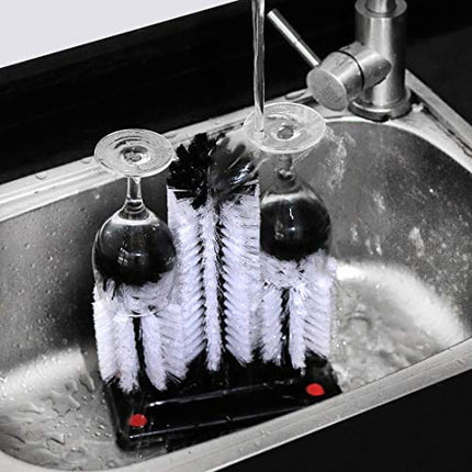 Commercial Triple 3 Brush Bar Glass Washer for Sink with Suction Cup Base