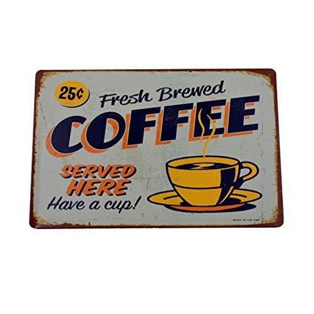 Fresh Brewed Coffee Retro Metal Tin Sign Posters Kitchen Café Diner Restaurant Wall Decor 12X8-Inch