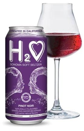 H2o (Best Vintage!) The Best Non Alcoholic Red Wine - Infused California Beverage, 0.0% Alcohol | Unlocked by Science, (Pinot Noir, Pack of 4 - 16 Fl oz)
