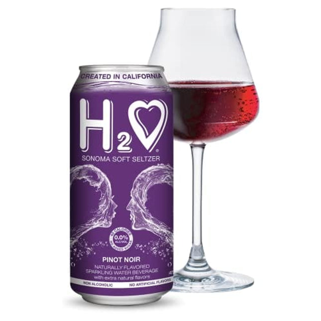 H2o (Best Vintage) The Best Non Alcoholic Red Wine - Infused California Sparkling Refreshment, 0.0% Alcohol, (Pinot Noir, Pack of 4 - 16 Fl oz)