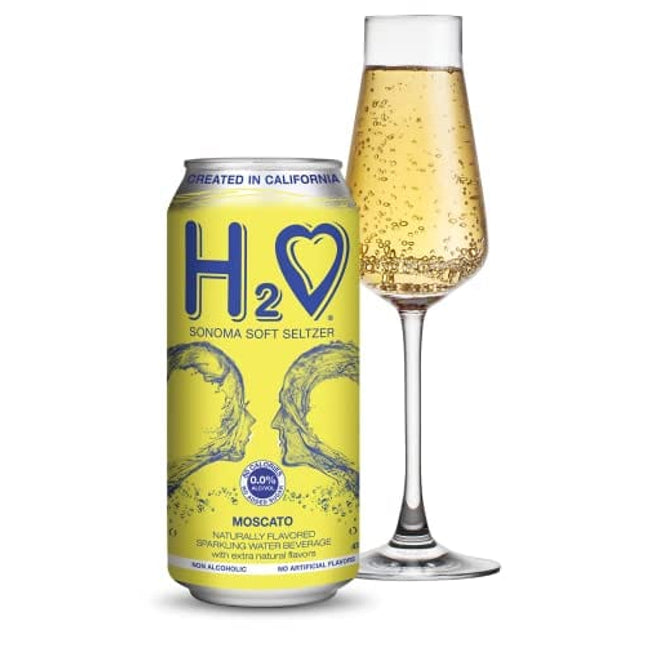 H2o (Limited Vintage) The World’s First California Non Alcoholic Wine - Infused Sparkling Refreshment, 0.0% Alcohol, (Sparkling Dry Moscato, Pack of 4, Pack of 4 - 16 Fl oz)