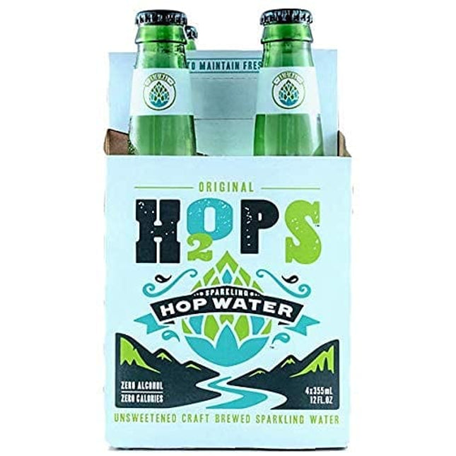 H2OPS Sparkling Hop Water - Original, 0 Alcohol, 0 Calorie, (4, 12 oz Glass Bottles) Craft Brewed, Premium Hops, Lightly Carbonated, Gluten Free, Unsweetened, NA Beer