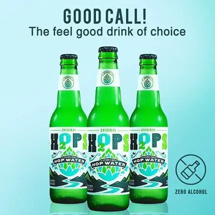 H2OPS Sparkling Hop Water - Variety Pack, 0 Alcohol, 0 Calorie, (12 Pack Glass Bottles) Craft Brewed, Premium Hops, Lightly Carbonated, Gluten Free, Unsweetened, NA Beer