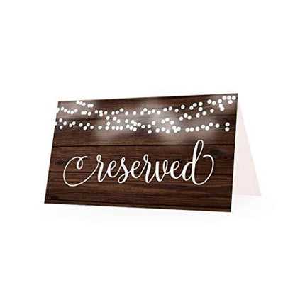 25 Rustic VIP Reserved Sign Tent Place Cards for Table at Restaurant, Wedding Reception, Church, Business Office Board Meeting, Holiday Christmas Party, Printed Seating Reservation Accessories Lights