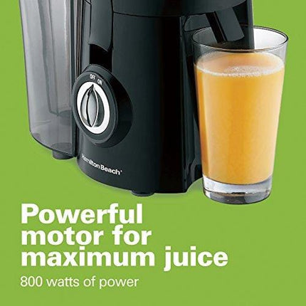 Hamilton Beach Juicer Machine, Big Mouth 3” Feed Chute, Centrifugal, Easy to Clean, BPA Free, 800W, (67601A), Black