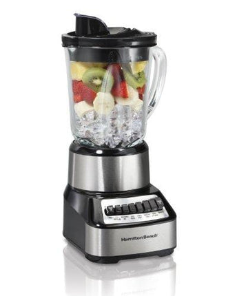 Hamilton Beach Wave Crusher Blender with 40oz Glass Jar and 14 Functions for Puree, Ice Crush, Shakes and Smoothies, Stainless Steel (54221)