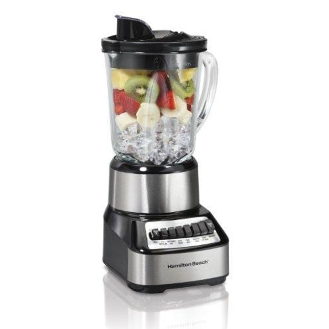 Hamilton Beach Wave Crusher Blender with 40oz Glass Jar and 14 Functions for Puree, Ice Crush, Shakes and Smoothies, Stainless Steel (54221)