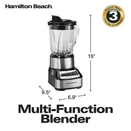 Hamilton Beach Wave Crusher Blender with 40oz Glass Jar and 14 Functions for Puree, Ice Crush, Shakes and Smoothies, Stainless Steel (54221)