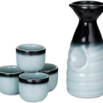 Happy Sales HSSS-BLU03, 5 piece Ceramic Sake set - Grey Blue