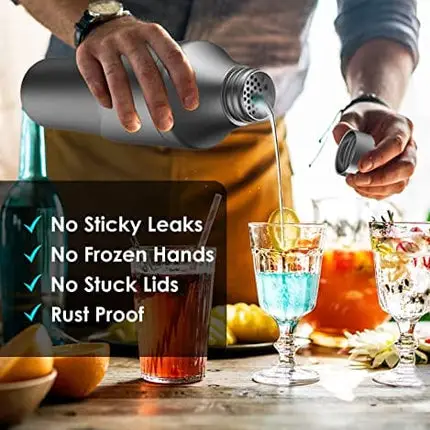 Cocktail Shaker - Haraye 24oz Vacuum Insulated Hybrid Drink Shaker - Built-in Strainer - Premium 18/8 Stainless Steel Margarita Mixer - Martini Shaker for the Home Bartender, Travel, Gifts (No Leaks)