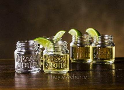 Hayley Cherie - Mason Jar Shot Glasses with Lids (Set of 8) – Mini Mason Shooter Glass - 2 Ounces