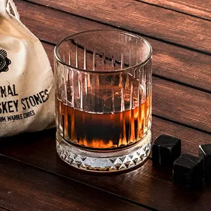 Hediyesepeti Whiskey Glass and Stones Set - Old Fashioned Bourbon Whisky Glass Gift Set with 12 Pieces Whiskey Stones Gift Box for Men Dad Husband Birthdays and Groomsmen