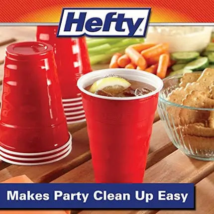 Hefty Party On Disposable Plastic Cups, Red, 18 Ounce, 30 Count