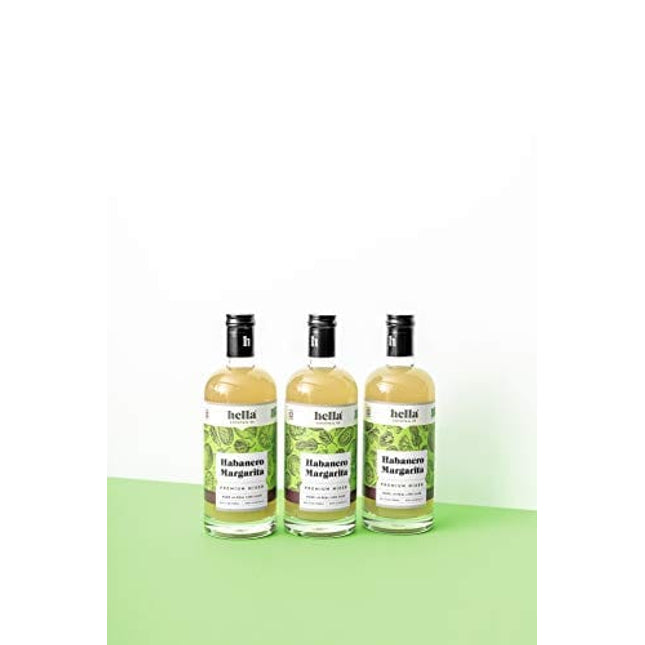 Hella Cocktail Co. Habanero Margarita Premium Cocktail Mixers, 750ml (3 Bottle Set) - Made with All Natural Ingredients, Real Lime Juice and Habanero Pepper