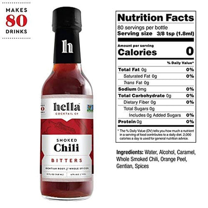 Hella Cocktail Co. Smoked Chili Bitters (5 Fl Oz) - Craft Cocktail Bitters Made with Real Dried Chilis and Whole Spices