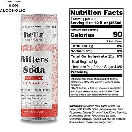 Hella Cocktail Co. Variety Pack Bitters & Soda - 12oz Cans (Case of 12) - Ready to Drink or Use as Cocktail Mixer - Non-Alcoholic, Non-GMO, All Natural Ingredients, Made with Gentian Tincture