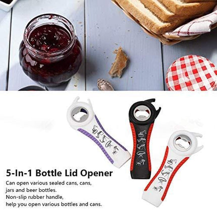 3Pcs 5‑In‑1 Cans Bottle Opener Non Slip Manual Jar Lids Opener Tools for Opening Beer Jam Household Kitchen Utensils