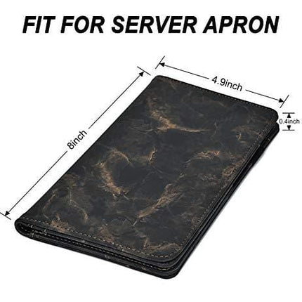 Server Books for Waitress -Marble Texture Leather Waiter Book Server Wallet with Zipper Pocket, Cute Waitress Book&Waitstaff Organizer with Money Pocket Fit Server Apron (Black Gold)