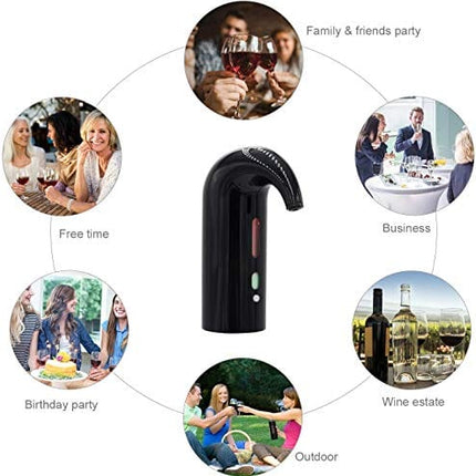 HEYPORK Electric Wine Aerator Decanter,Automatic Wine Aerator Pourer,Wine Accessories Gift For Red and White Wine Enthusiastic,USB Rechargeable Spout,With Vacuum Wine Stopper（Lucky Black）