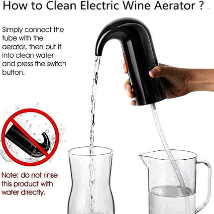 HEYPORK Electric Wine Aerator Decanter,Automatic Wine Aerator Pourer,Wine Accessories Gift For Red and White Wine Enthusiastic,USB Rechargeable Spout,With Vacuum Wine Stopper（Lucky Black）