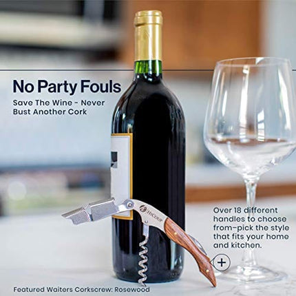 Hicoup Wine Opener - Professional Corkscrew Wine Bottle Opener w/ Foil Cutter - Manual Wine Key Bottle Openers for Waiters, Bartenders & Home