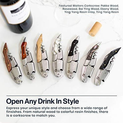 Waiters Corkscrew by HiCoup - Professional Ebony Wood All-in-one Corkscrew, Bottle Opener and Foil Cutter, the Favoured Wine Opener of Sommeliers, Waiters and Bartenders