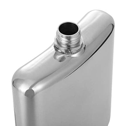 HIDORAN 6oz Shiny Hip Flask Stainless Steel Pocket Container for Drinking Thickening Hip Flasks with Funnel Curved Pocket Flask for Liquor Leak-Proof Mirror-Like Finish Silver