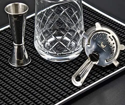 Highball & Chaser Premium Bar Mat 18in x 12in 1cm Thick Durable and Stylish  Service Bar Mat for Spills, Coffee, Bars, Restaurants and Countertop Dish