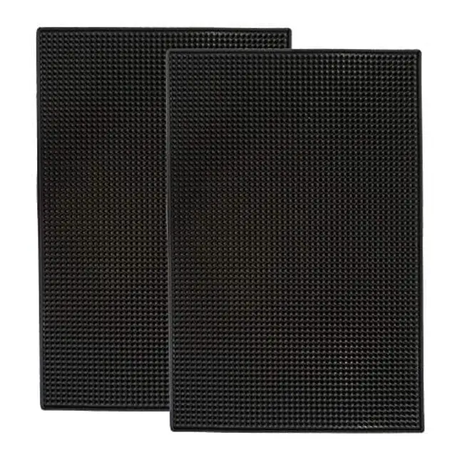 S&T INC. Rubber Bar Mat for Countertop, Non-Slip Bar Mat for Home Bar Cart,  Coffee Maker Mat for Countertops, 5.9 Inch x 11.8 Inch, Black, 2 Pack