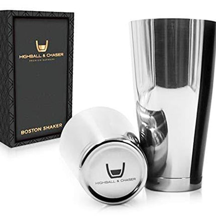 Highball & Chaser Cocktail Shaker 28oz and 20oz Boston Shaker Tins Quality Rustproof 304 Stainless Steel Cocktail Shaker Set Sharp Mirror Finish.