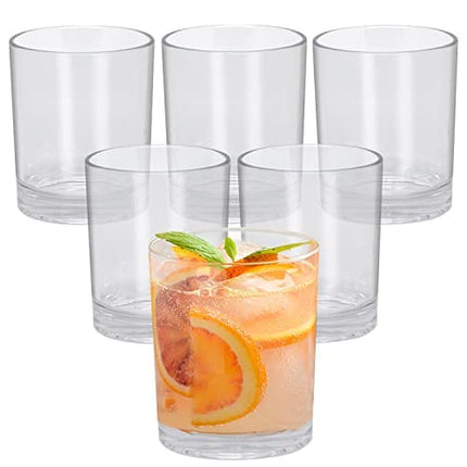 HIGIINC Plastic Drinking Glasses Set of 6, Acrylic Dishwasher Safe Cocktail Water Tumblers, Old Fashioned Lowball Home Bar Glassware Set for Water, Cocktail, Juice, Whiskey, Bourbon