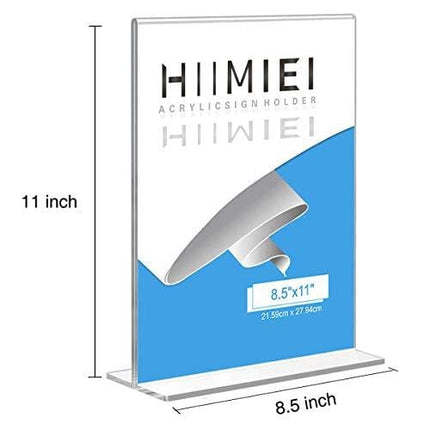 HIIMIEI 12 Pack 8.5x11 Acrylic Sign Holder Table Menu Display Stand, Clear Plastic Double Sided Ads Picture Frames Holder
