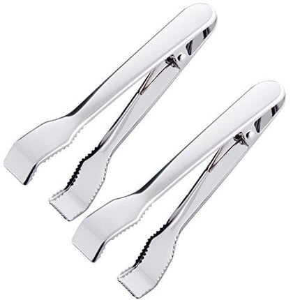 HINMAY Ice Tongs for Ice Bucket 6-3/4 Inch - Set of 2 - Premium 18/8 Stainless Steel Ice Tongs with Teeth for Ice Sugar Cubes Tea Party Coffee Bar Food Serving